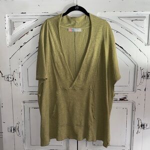 FP Beach Green V-Neck Oversized Top